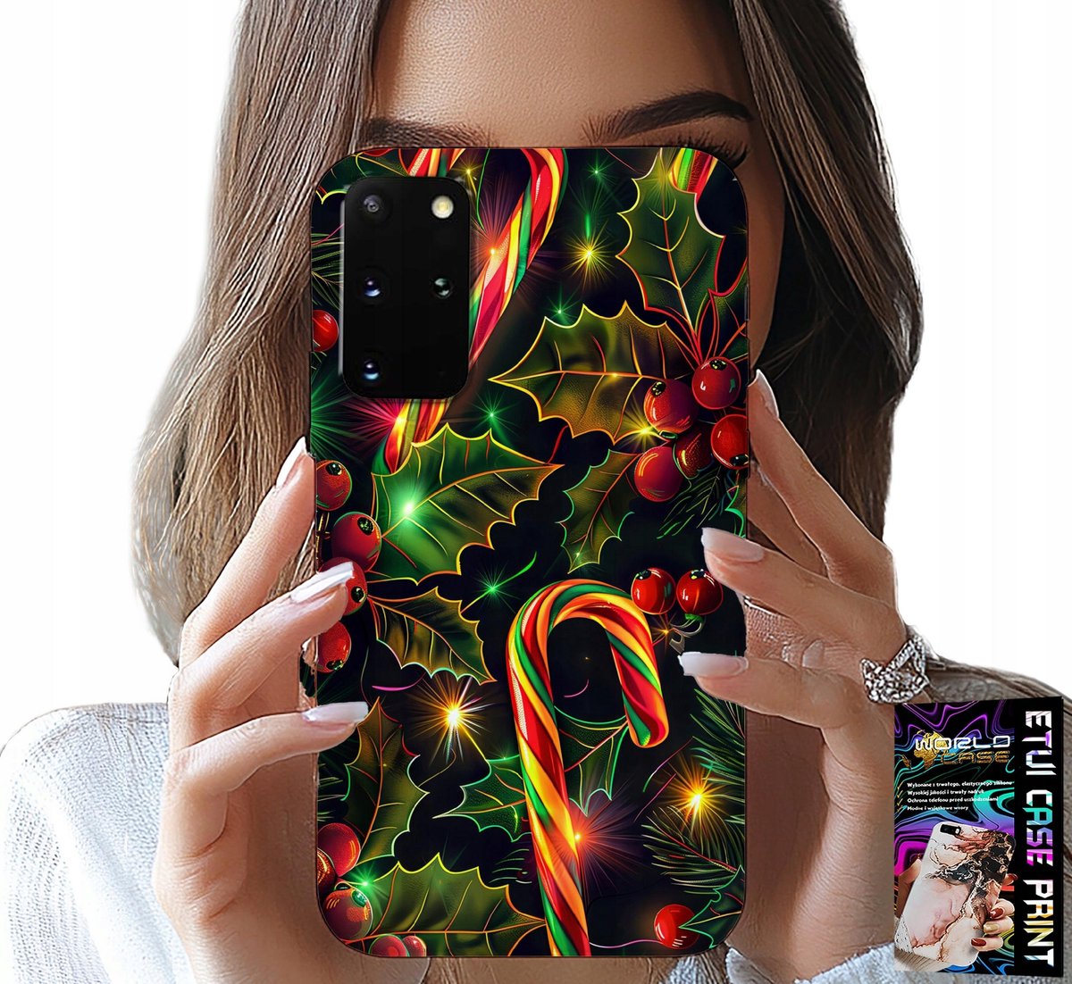 HOESJE VOOR SAMSUNG GALAXY S20 PLUS - SUIKERSTOKJE, MARETOE, KERSTBOOM + FOLIE