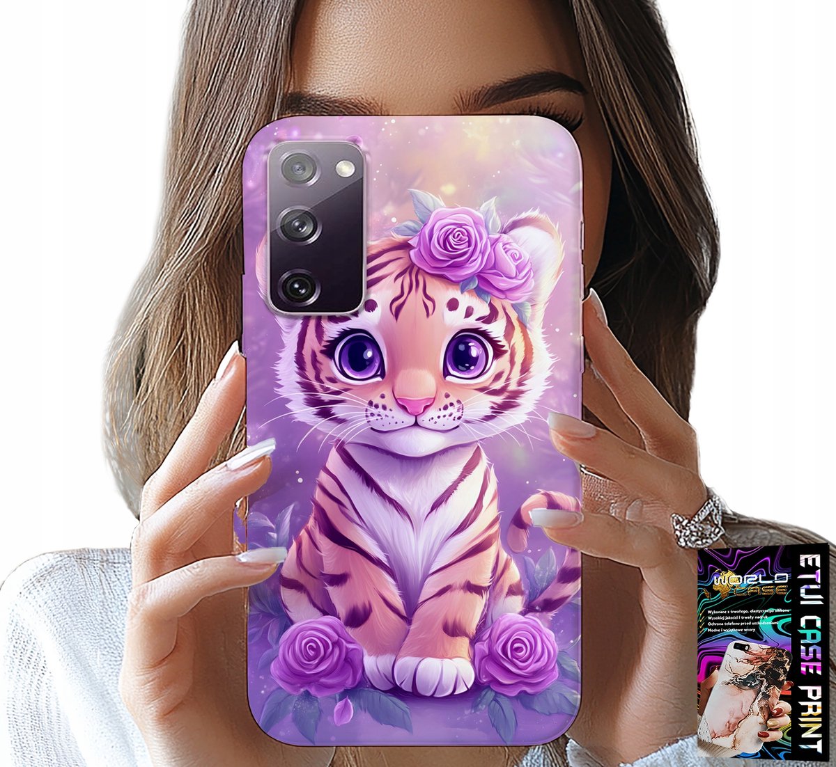 HOESJE VOOR SAMSUNG GALAXY S20 FE - SCHATTIGE TIJGER OP ROZE ACHTERGROND + GLAS