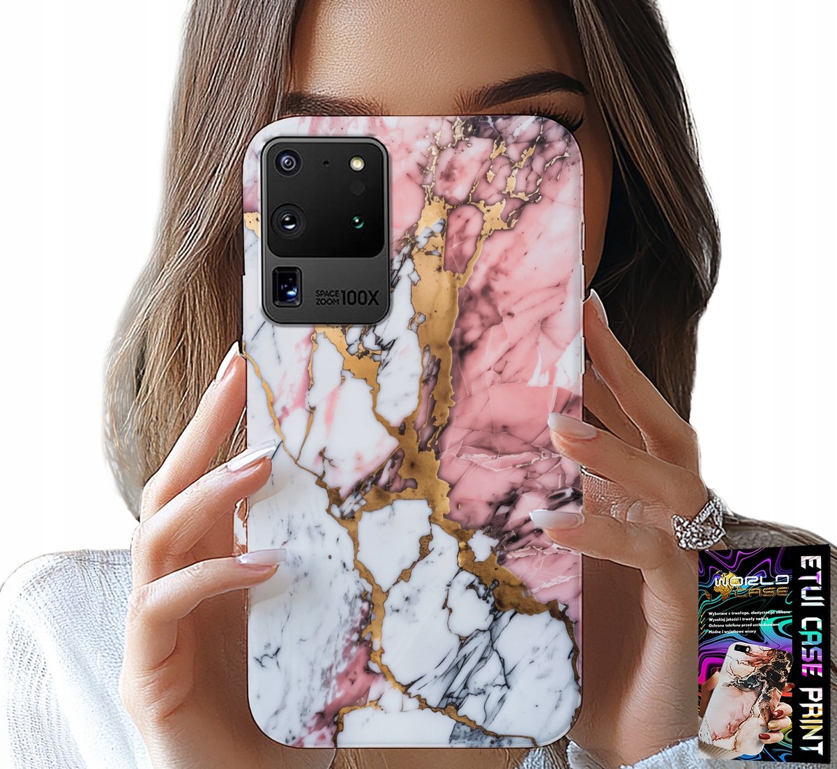 HOESJE VOOR SAMSUNG GALAXY S20 Ultra - ROZE WIT MARMER, STEENPATROON