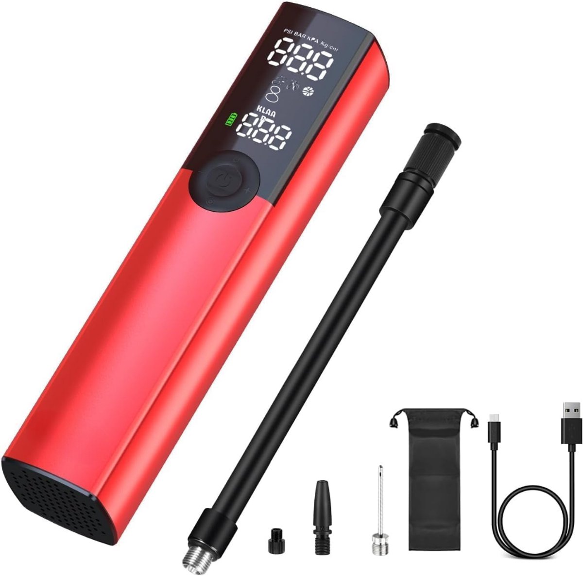 SAVI® Fietspomp met Drukmeter - Fietspomp Klein - Fietspomp Handmatig - Rood - 4cm x 4cm x 19cm