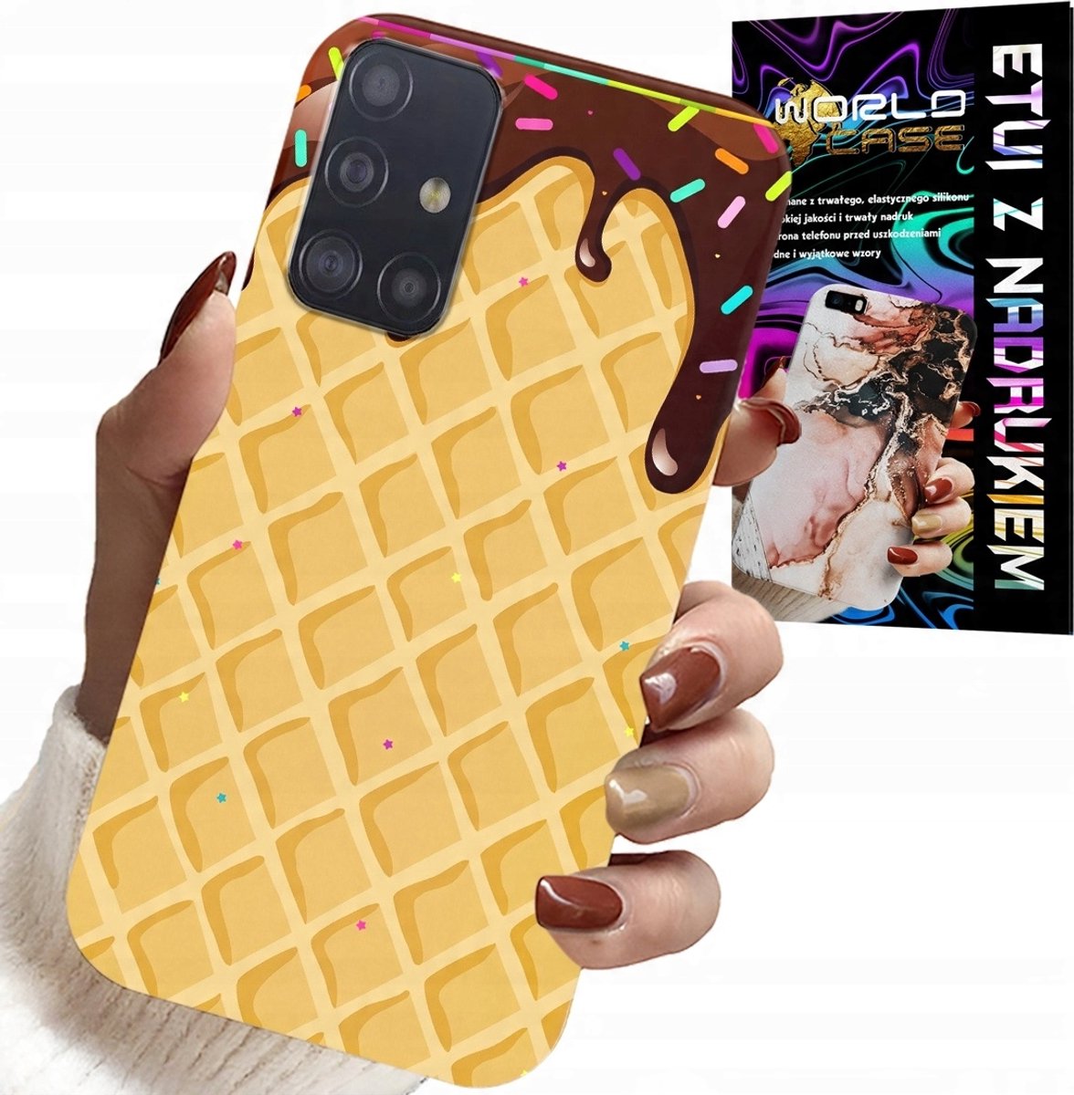 HOESJE VOOR SAMSUNG GALAXY A51 - MET EEN WAFELMOTIEF EN CHOCOLADECOATING