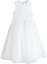 Next - Meisjes - Jurk met geborduurde bloemen en strik - Wit