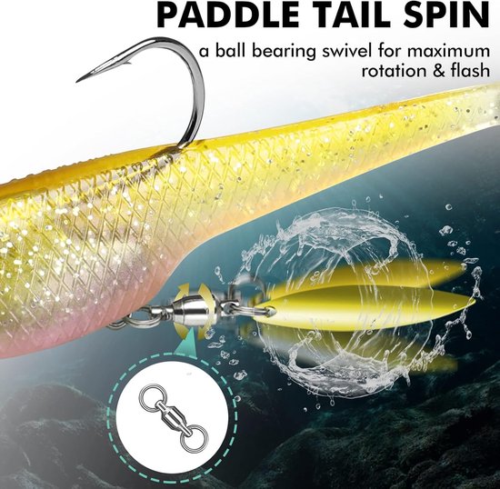 Rubbervis Aas voor Forel, Zander & Baars - Kunststof Kunstaas Set met Jigkoppen Haken - Zoet- & Zoutwater Hengelsport - Groen/Bruin - 1 Set van Merkloos — afbeelding 4