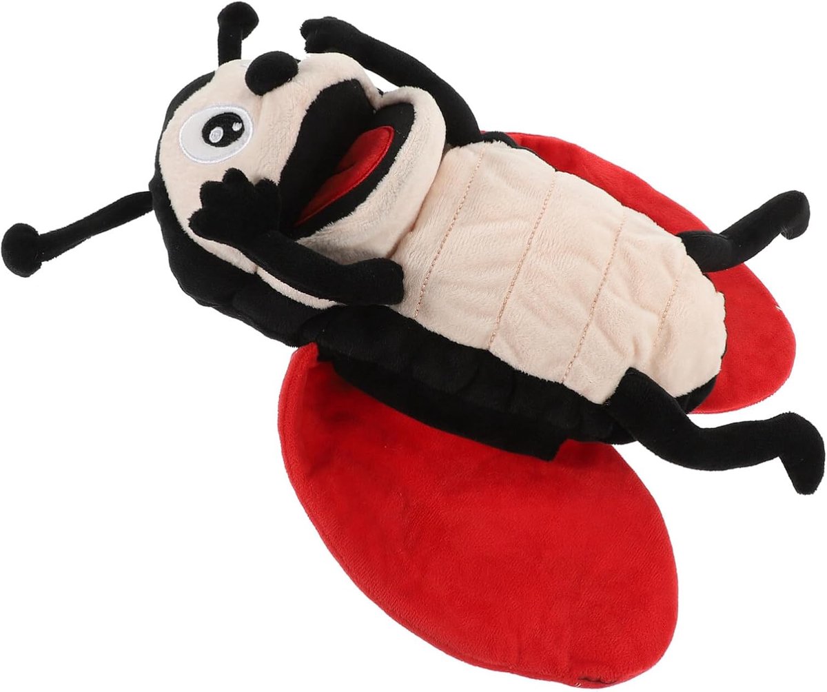 Pluche handpop - Lieveheersbeest speelgoed - Rollenspel verhalen - Zacht knuffelmateriaal - 32 x 30 x 9 cm - Zoals afgebeeld