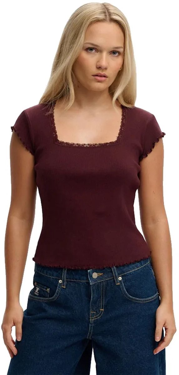 Superdry Athletic Essentials T-shirt met vierkante hals Dames T-shirts Rood