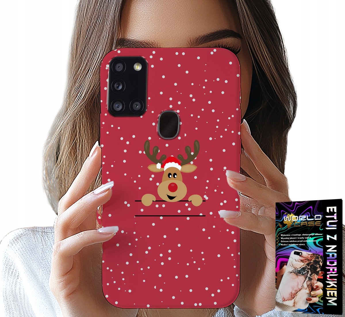 HOESJE VOOR SAMSUNG GALAXY A21S - KERSTRENDIEREN EN KERSTMAN + GLAS