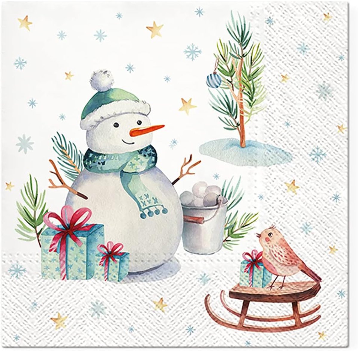 Kerst Papieren Servetten - Xmas Decoratie - Tafelversiering - 3-laags Kwaliteit - 33x33cm - Wit