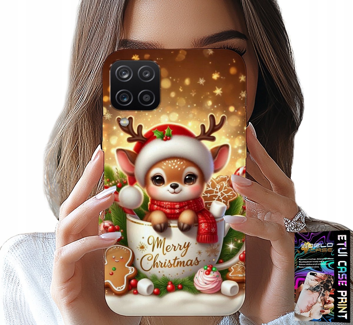 HOESJE VOOR SAMSUNG A12 / M12 - SCHATTIG RENDIEREN KERSTPATROON