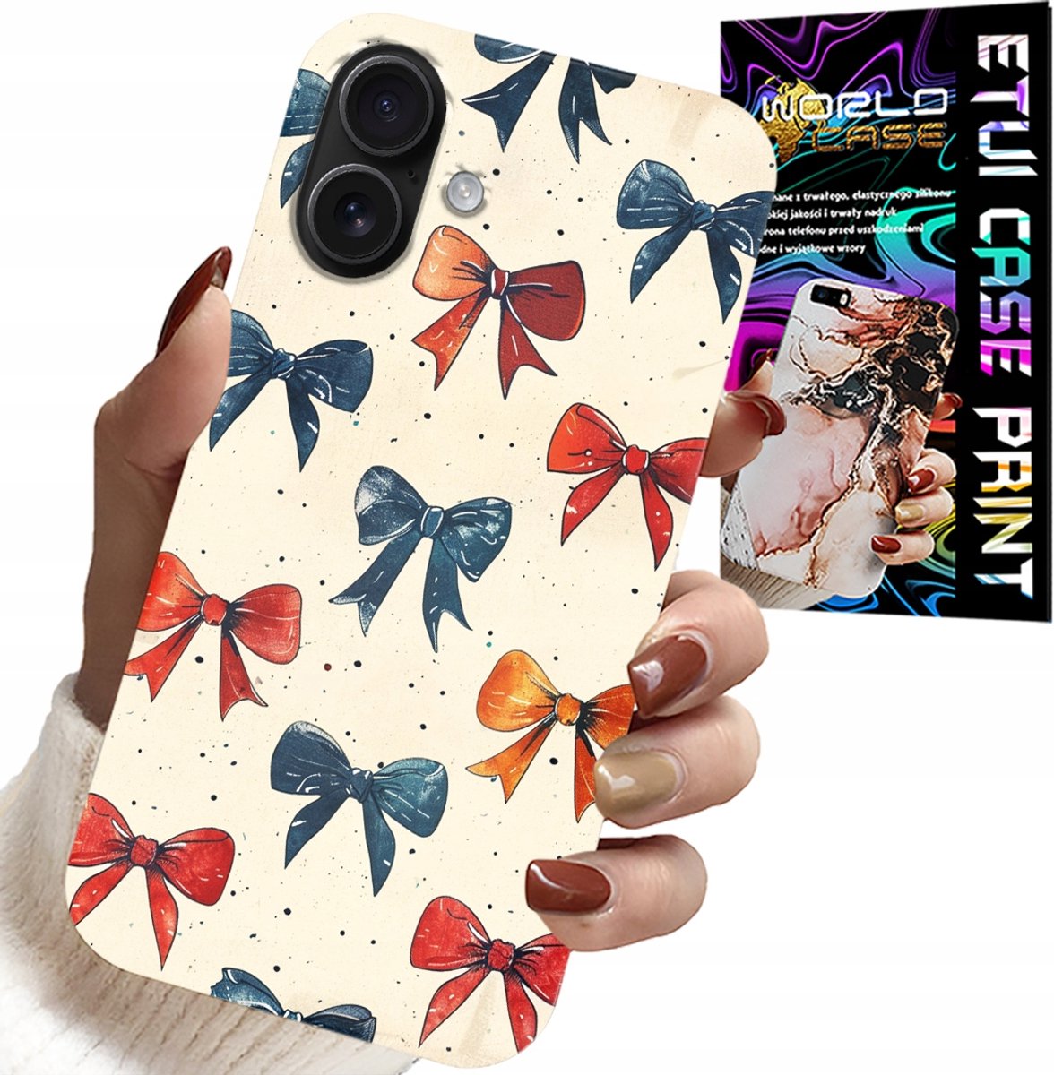 iPhone 16 Plus hoesje - Kleurrijke linten, trendy patronen