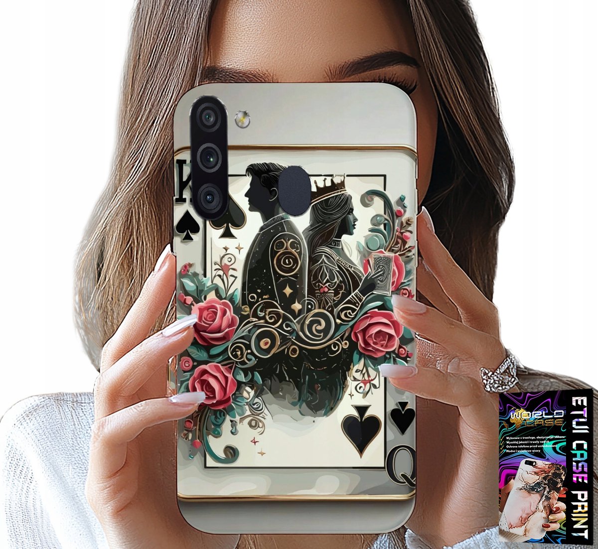 HOESJE VOOR SAMSUNG GALAXY A21 - KING QUEEN POKERKAARTEN + GLAS