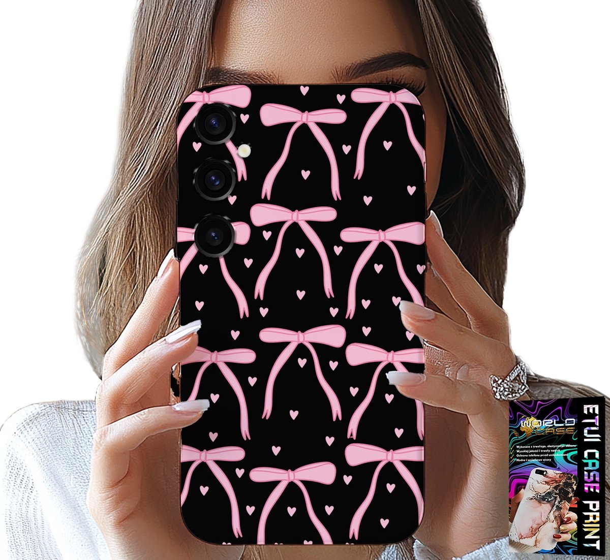 HOESJE VOOR SAMSUNG GALAXY S25 PLUS - ZWART MET ROZE LINTEN