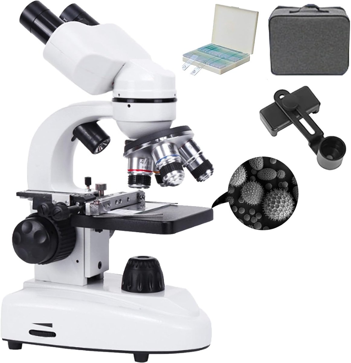 Biologische Microscoop - HD Optisch Instrument - Wetenschappelijk Onderzoek - Dubbele LED Verlichting - Tot 70000X Vergroting