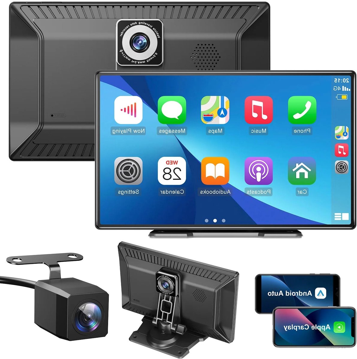 Navigatiesysteem Auto - Dashcam voor auto - GPS Navigatie - Draadloze - 2.5K DVR - Bluetooth Audio - ADAS Systeem - 9" - Achteruitrijcamera - Spraakbesturing - 64TF