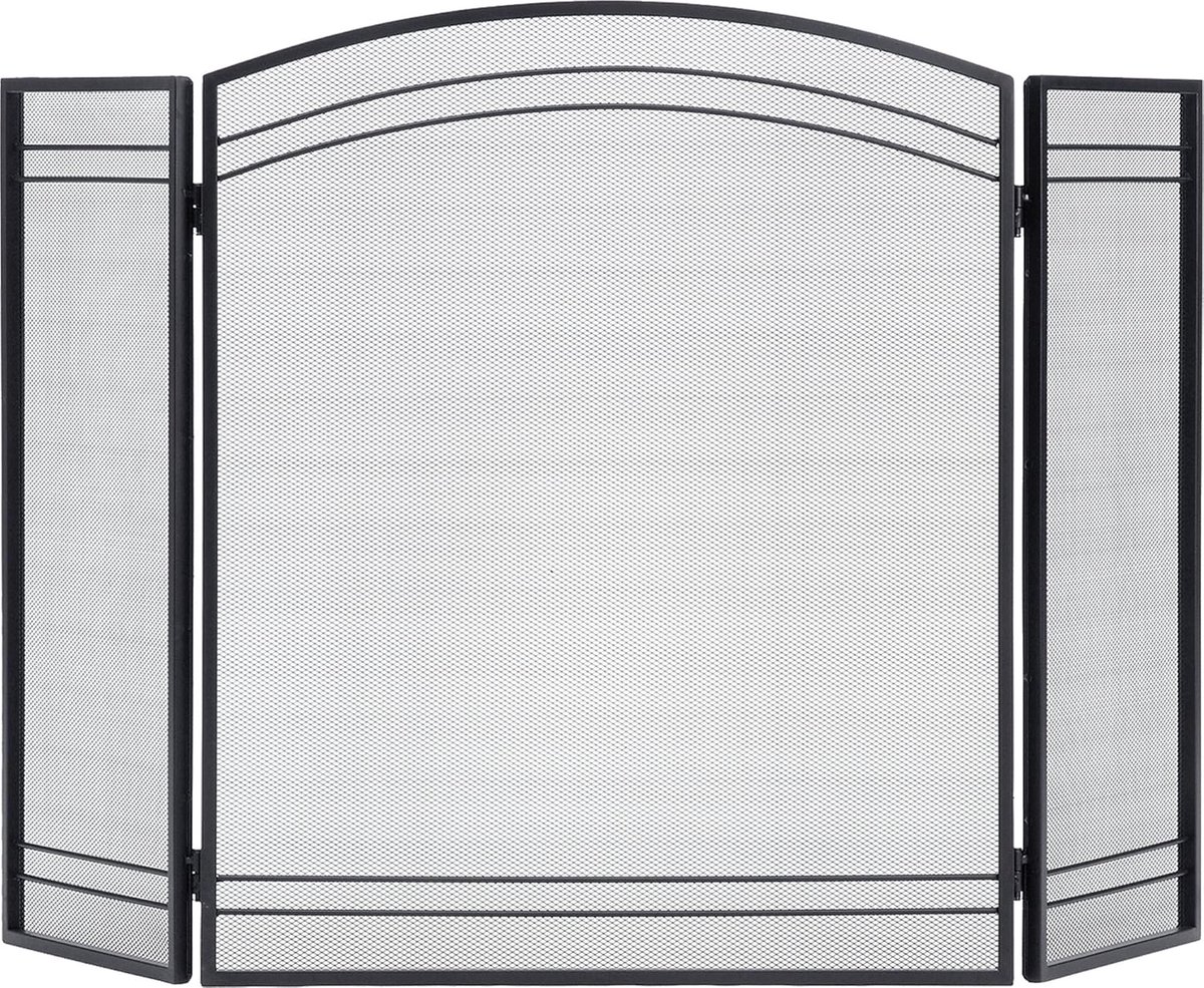 Haard Scherm - Vuur Bescherming - Veilig Stoken - Drie Panel Ontwerp - 73x121 cm - Zwart