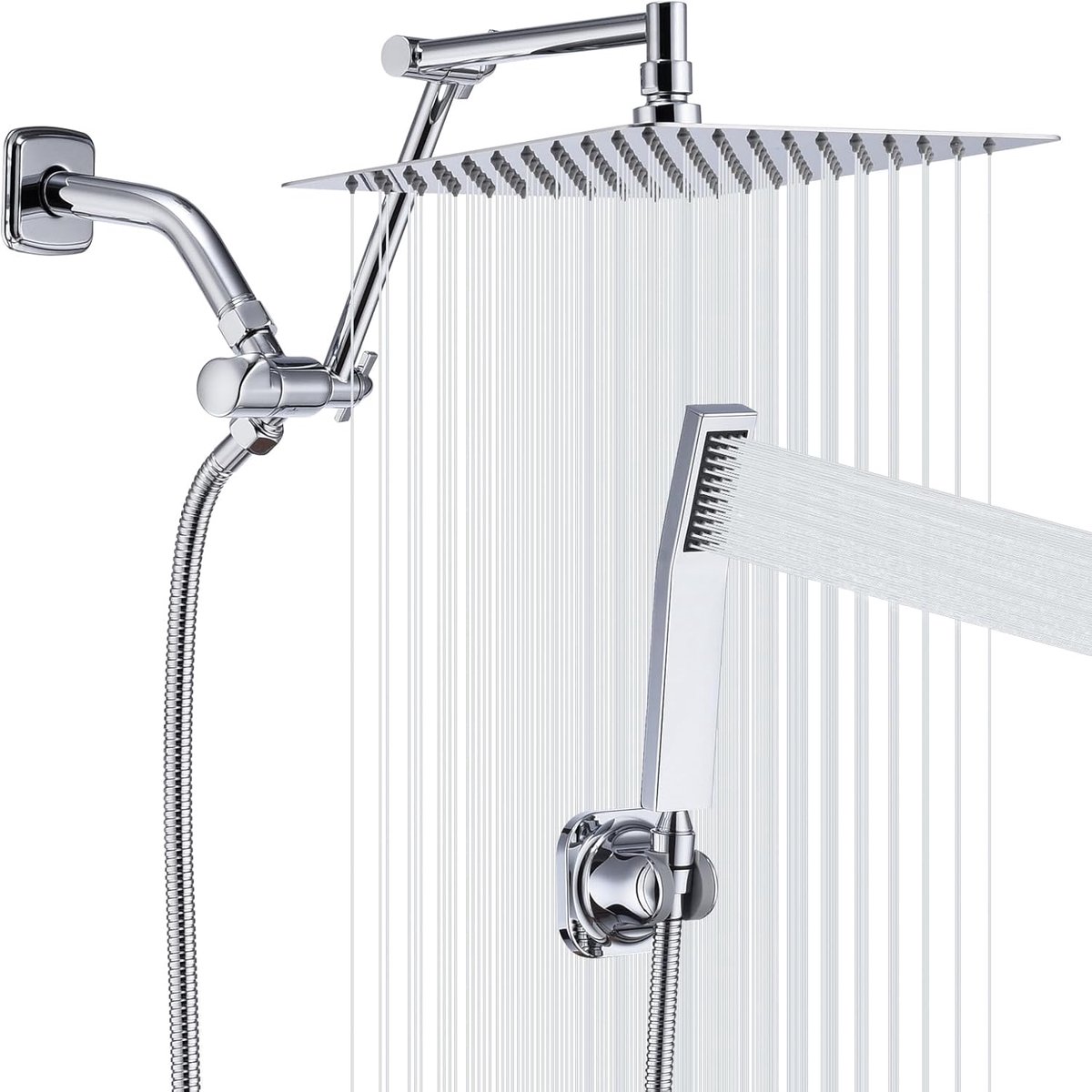 Douchekop Set - Regendouche Hoge Druk - Verfrissende Douche - Vierkant 10 Inch - 355cm Ver