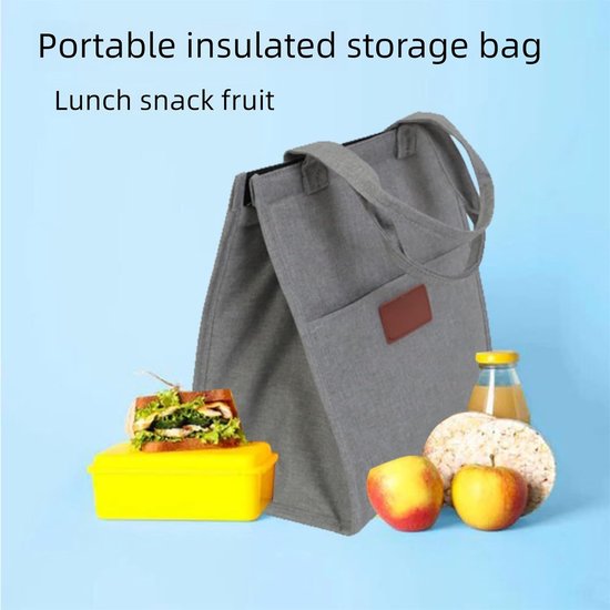 KZQ Picknicktas - Geïsoleerde picknicktas voor buiten - Geïsoleerde lunchtas - Verdikte aluminiumfolie draagtas - Extra dikke lunchtas - Grijs - 28×25×16 cm van KZQ — afbeelding 3