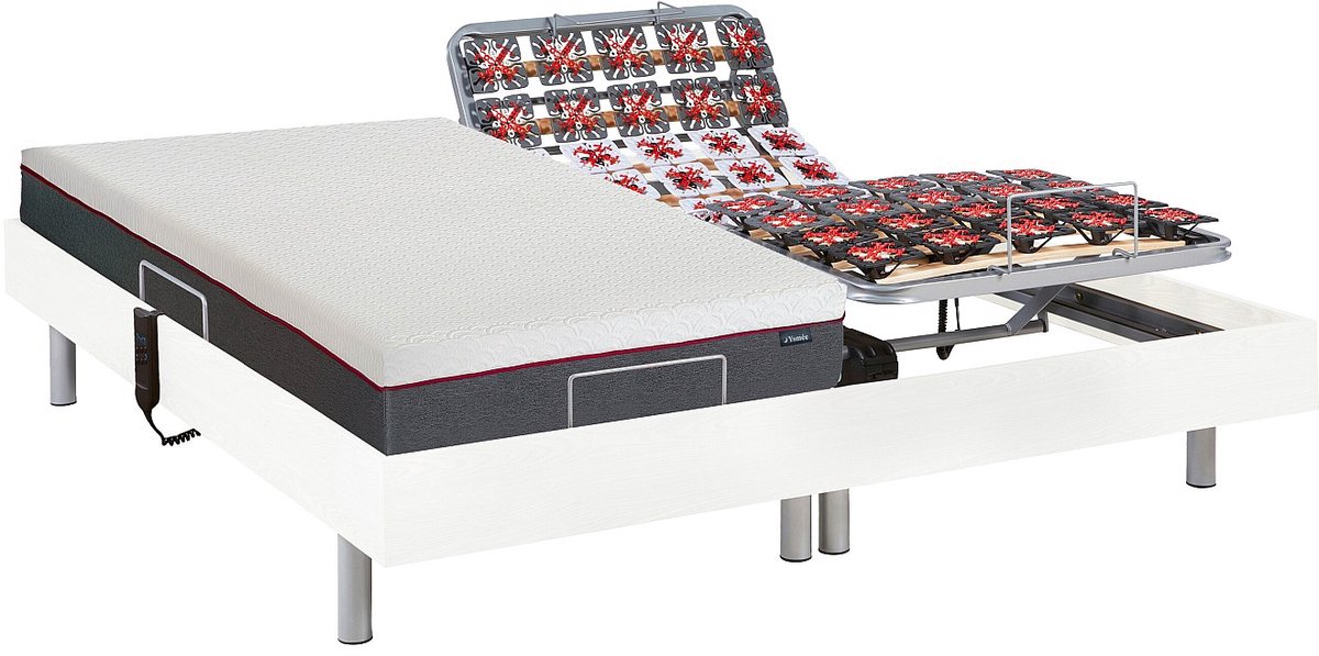 Vente-unique Bed met elektrische lattenbodem hout wit 2 x 80 x 200 cm