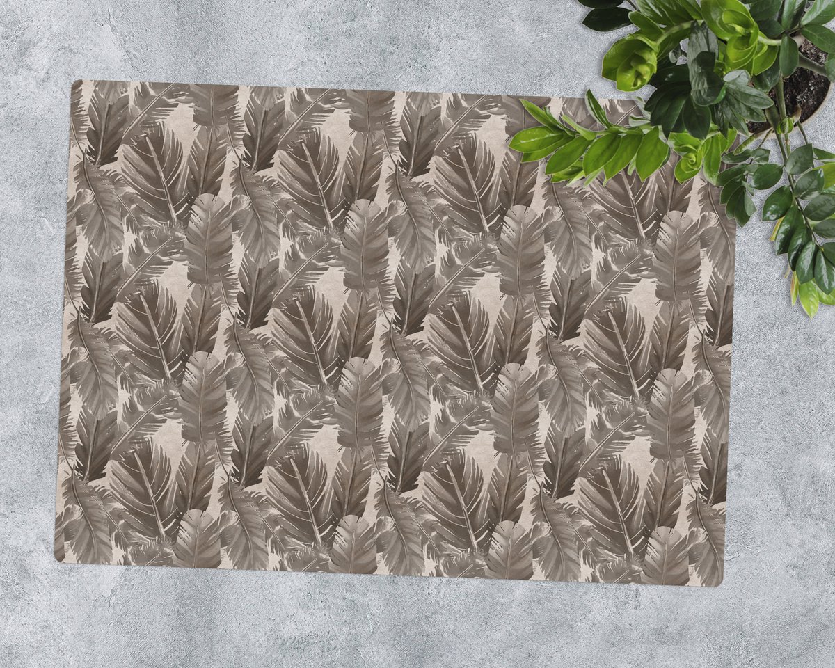 Coloray Vloerbeschermer - Bladsamenstelling Vloerbeschermer Bureaustoel - 100x70 cm - Bruin Vloerbeschermer Harde Vloer - Motif Vloerbeschermer - Mótif Vloerbeschermer - Rechthoekige Mat - Natuur Thema