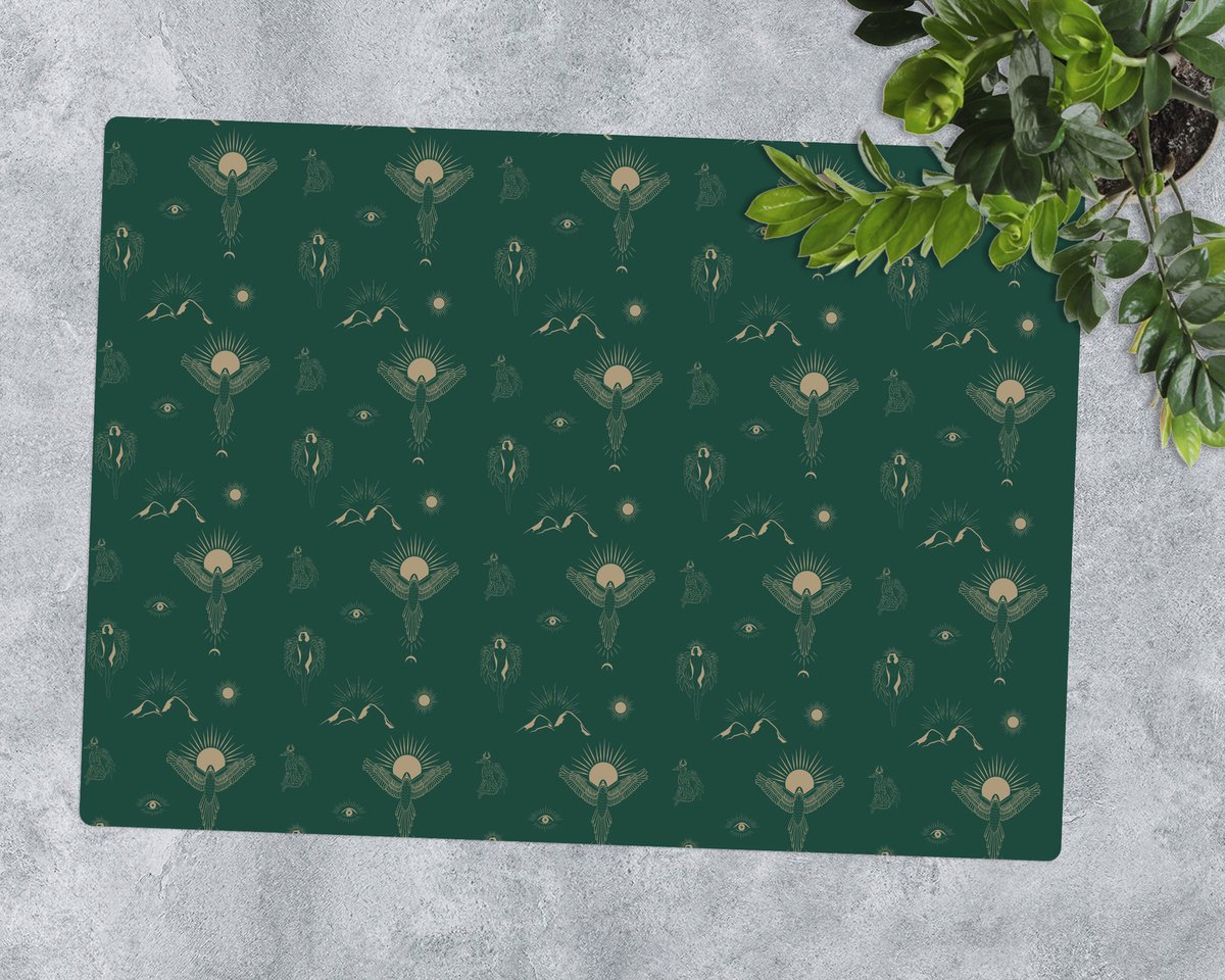 Coloray Vloerbeschermer - Mystiek esoterisch patroon Vloerbeschermer Bureaustoel - 100x70 cm - Groente Bureau Stoel Mat - Vloerbeschermer PVC - PVC Vloerbeschermer - Rechthoekige Mat - Abstracties Thema