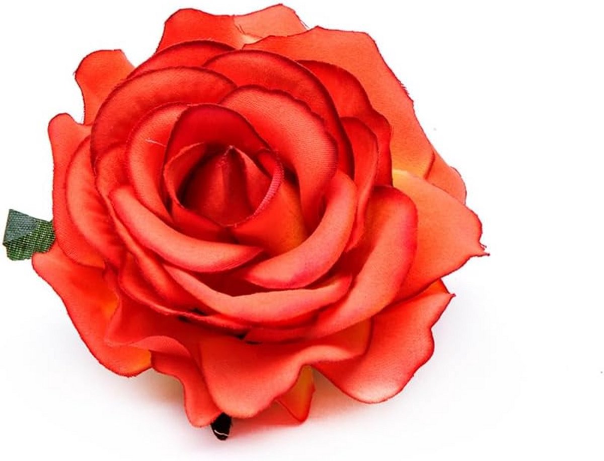 10x Grote Kunst Rozenkoppen Donkeroranje - Zijden Bloemen voor Bruiloft & DIY Decoratie (1
