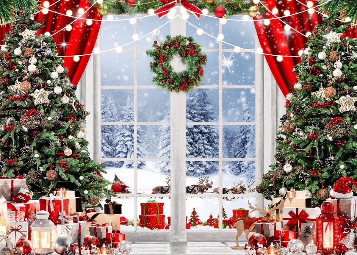 Fotografie Achtergrond Kerstmis Winter Sneeuwtafereel voor Feestdecoratie en Studio