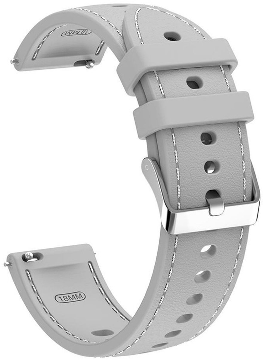Siliconen bandje - geschikt voor Garmin Venu 2s / 3s / 4 (41mm) / Vivoactive 4s / Forerunner 255s / 265s - Huawei Watch GT 5 Pro - 42mm / GT 6 / GT 5 / GT 4 - 41mm - stiksels - grijs