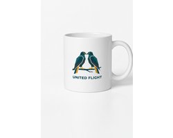 Mok 'United Flight' Twee Vogels Design | Geometrische Arenden Koffiemok | Uniek Cadeau