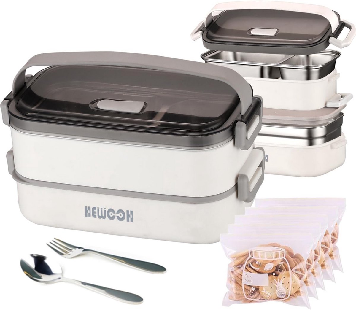 Grote Luxe Lunchtrommel voor Volwassenen 1400ml - Lekdicht en Stapelbaar