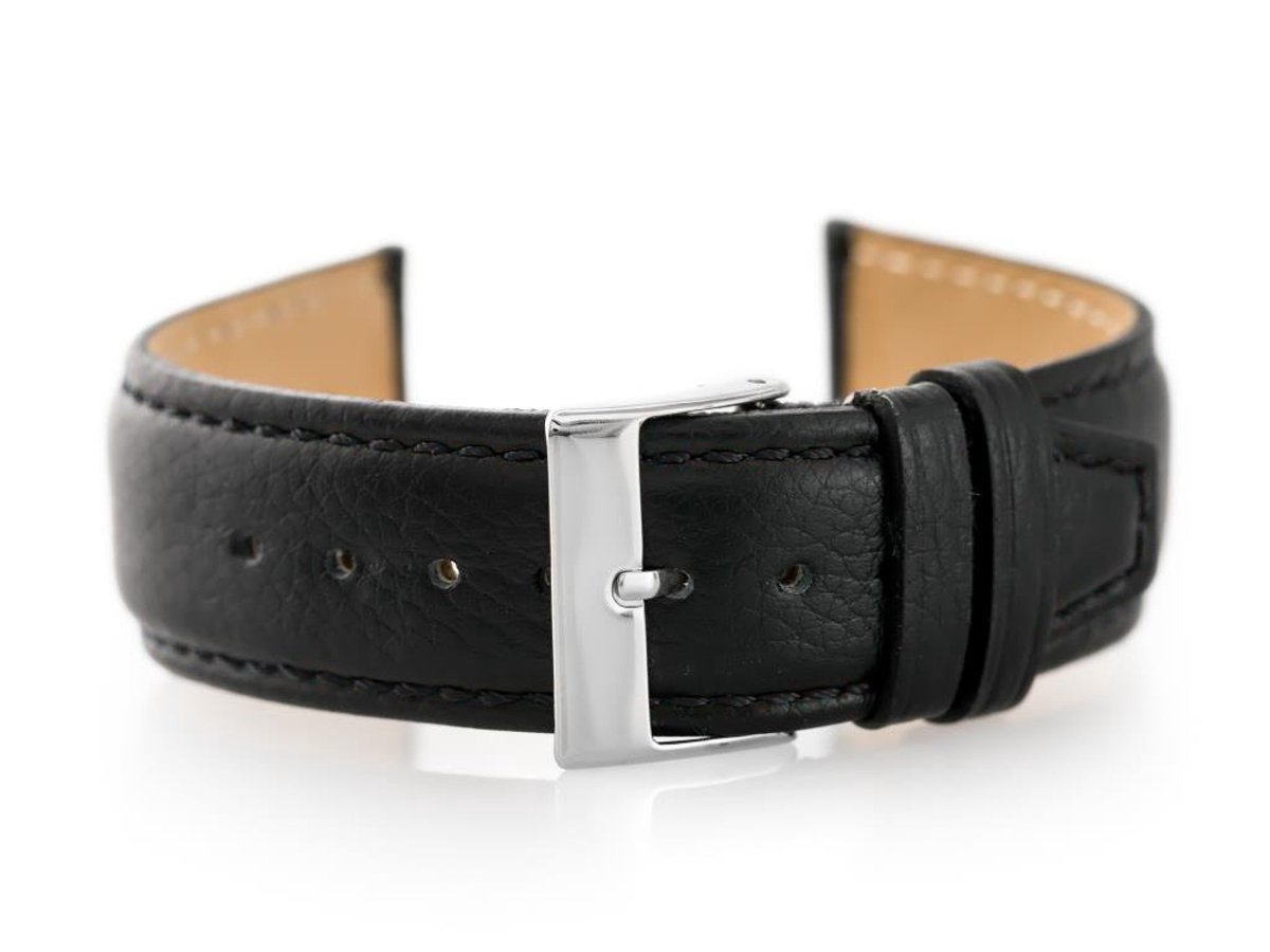 Pacific W26 Serie - Premium Leren Horlogeband - Zwart - 22mm