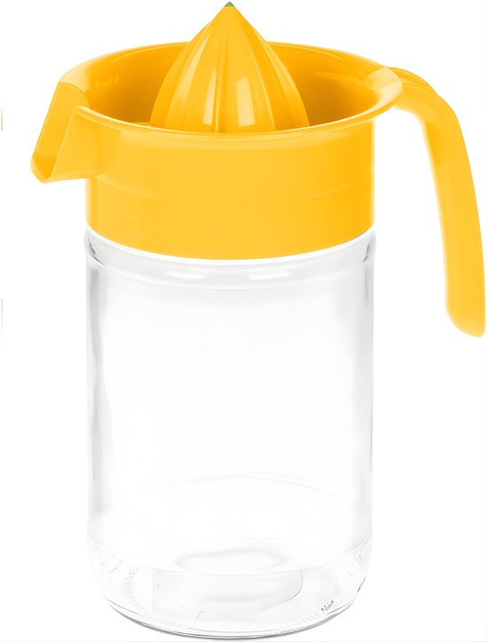 Excellent Houseware Sinaasappelpers/citruspers - Handmatig - geel- transparant glas - 19 x 10 cm van Merkloos — afbeelding 2