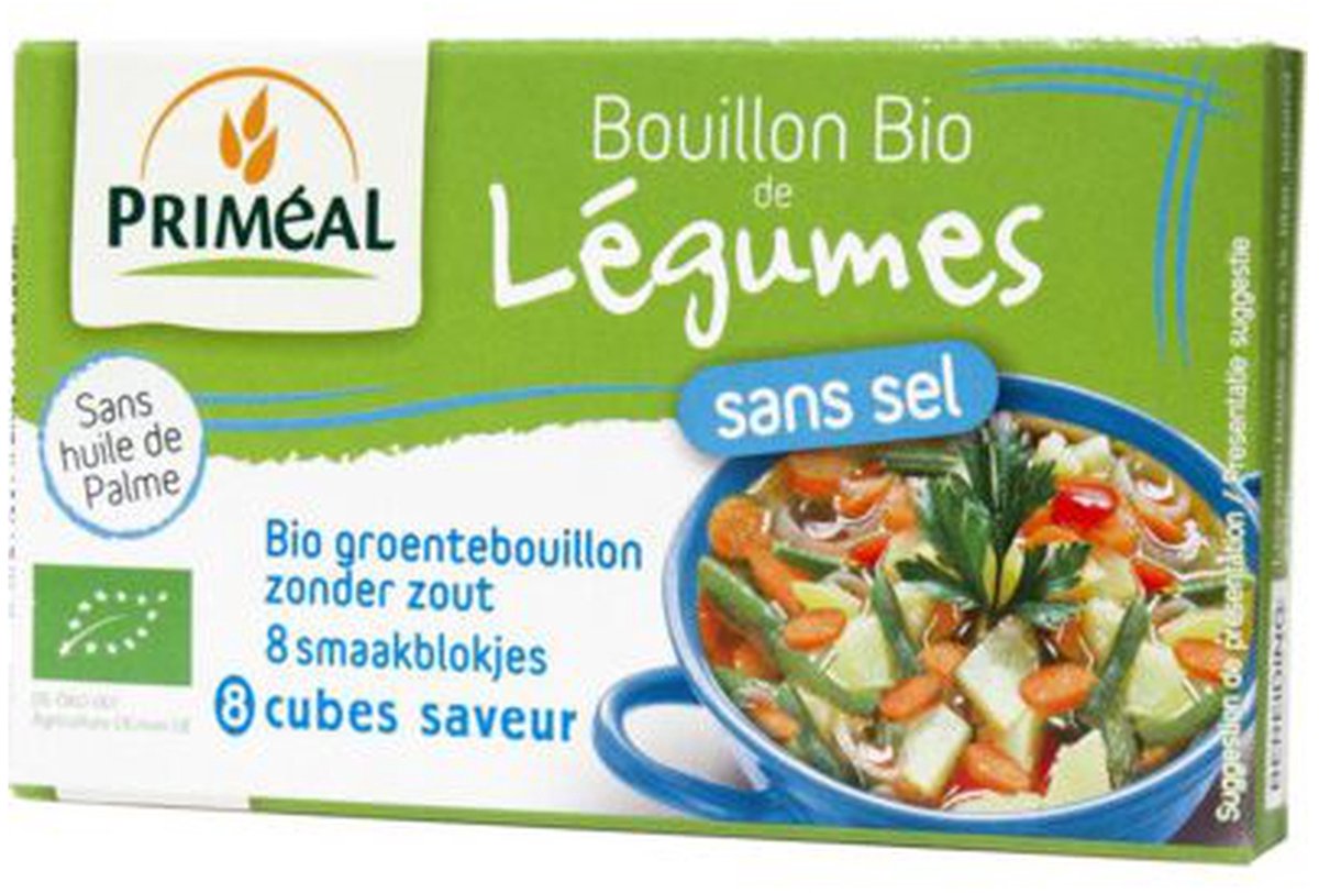 Primeal Groentebouillon blokjes zonder zout 9 gram 8 stuks
