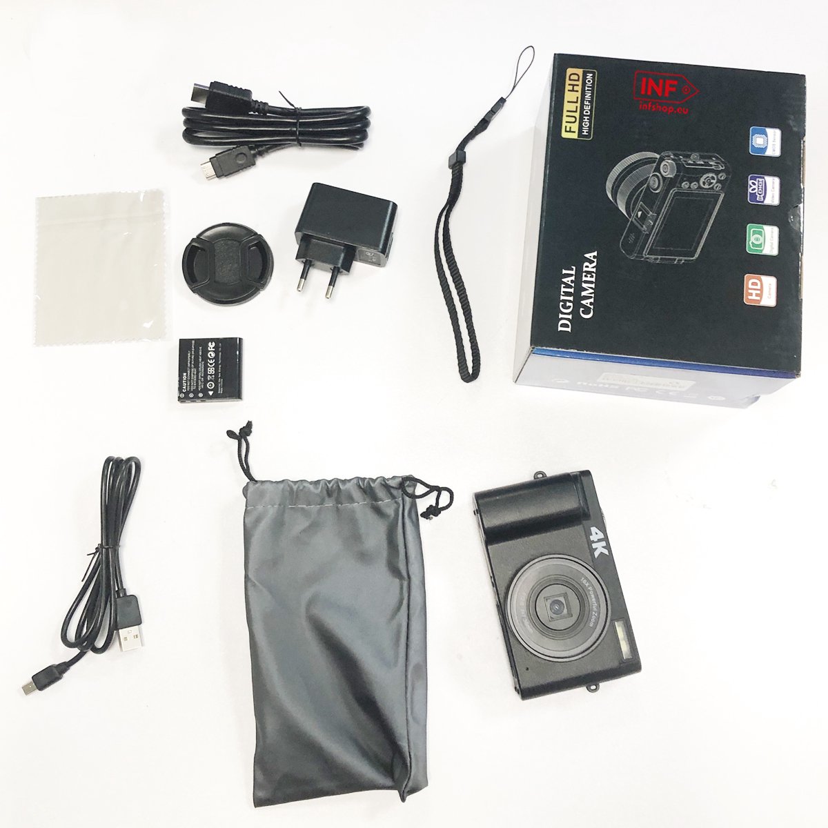 Digitale camera 4K 48MP 3.0 inch IPS-scherm met vaste focus