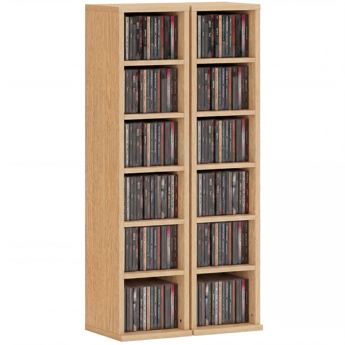 HOMCOM-CD-opbergunit - Spaanplaat - 21x22,5x88,5cm - Natuurlijk hout