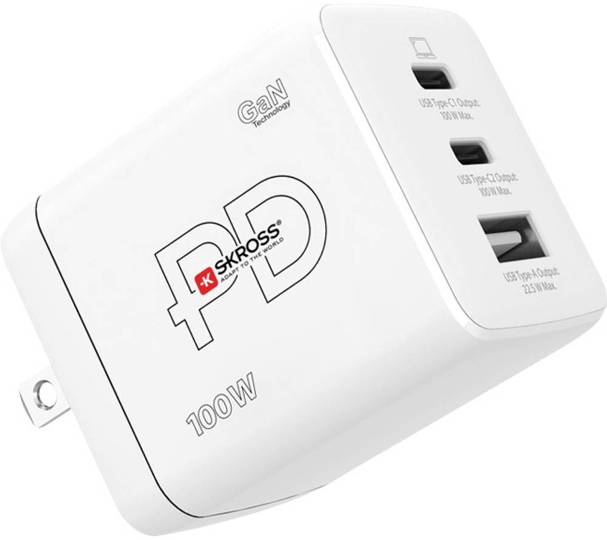 Skross Power Charger Combo+ 100W US USB-oplader 100 W 2x USB-C, 1x USB-A USB PD Wit Binnen USB Power Delivery (USB-PD),
