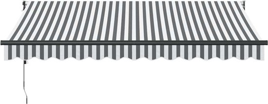 vidaXL - Auvent - extensible - 3,5x2,5 - m - tissu - et - aluminium - anthracite - et - blanc