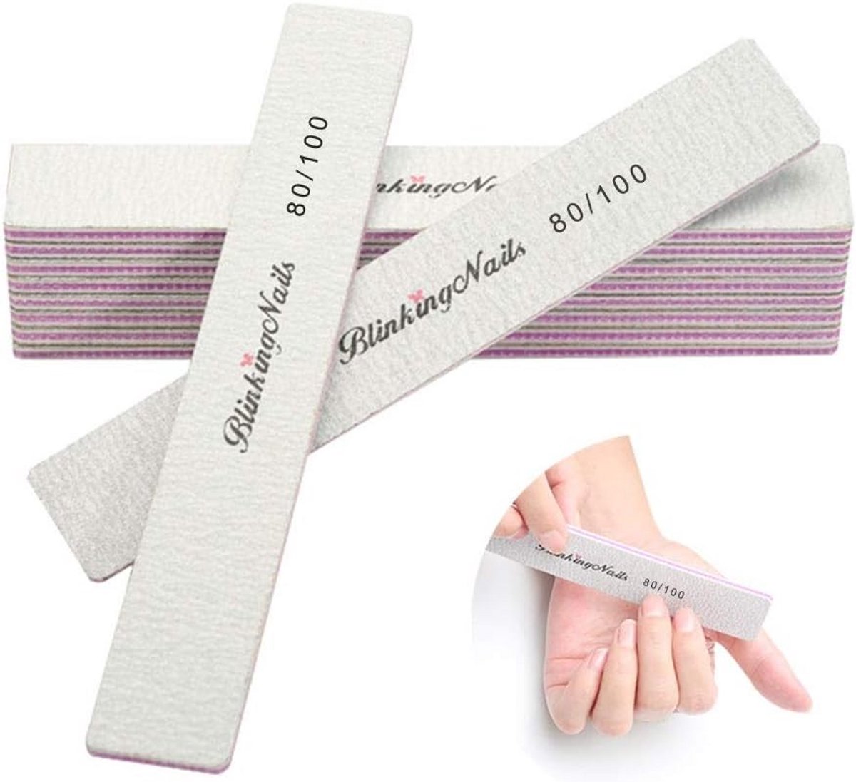 Professionele Nagelvijl Set voor Natuurlijke Nagels - 10 Stuks 80/100 Korrels