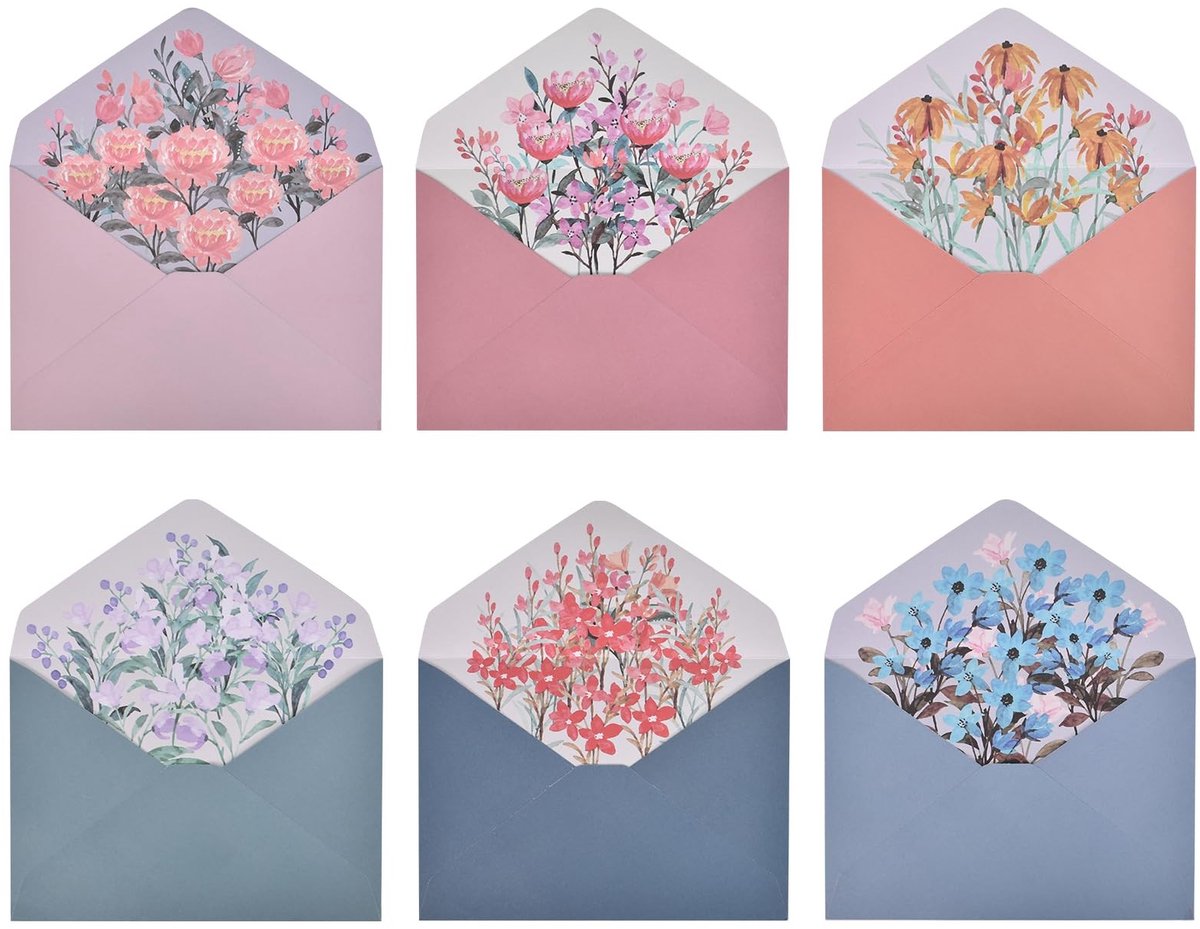 30 stuks bloemen enveloppen A5 voor uitnodigingen, verjaardagskaarten, bedankjes en cadeauverpakkingen – kleurrijk en hoogwaardig papier