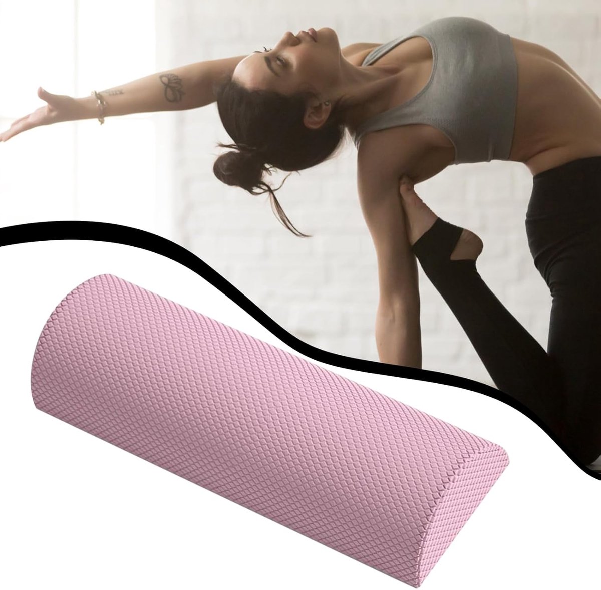 HORCONDORM S.R.L. Half Foam Roller, Yoga Stretching Tool, Flexibel EVA-materiaal, Zachte drukontlasting, Meerdere trainingshulpmiddelen, Ideaal voor Baack Support Trainer, 30 x 6,3 cm