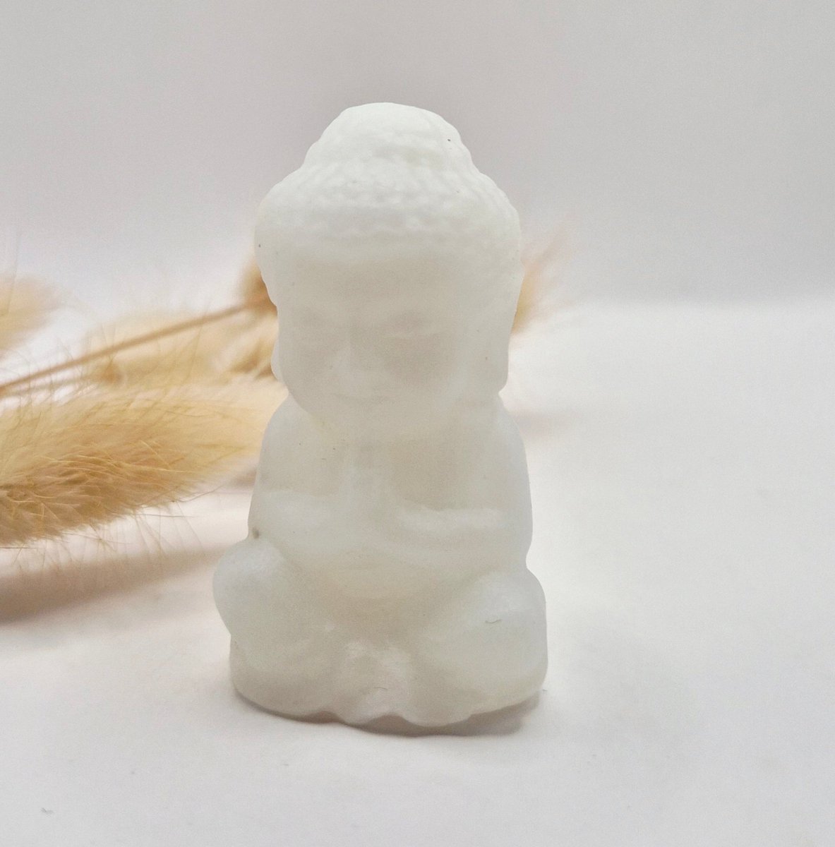 Edelsteen Witte Jade Buddha 5cm
