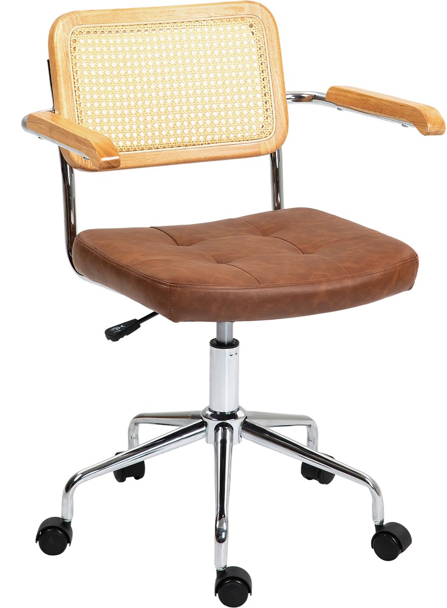 HOMCOM bureaustoel - synthetische bekleding - 60x55,5x90cm - bruin