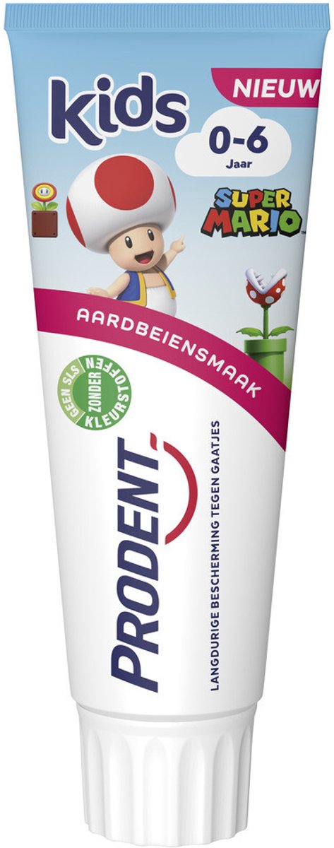 Prodent Kids 0-6 jaar Tandpasta - Super Mario - tandverzorging met fluoride remineralisatie-technologie - 12 x 75 ml