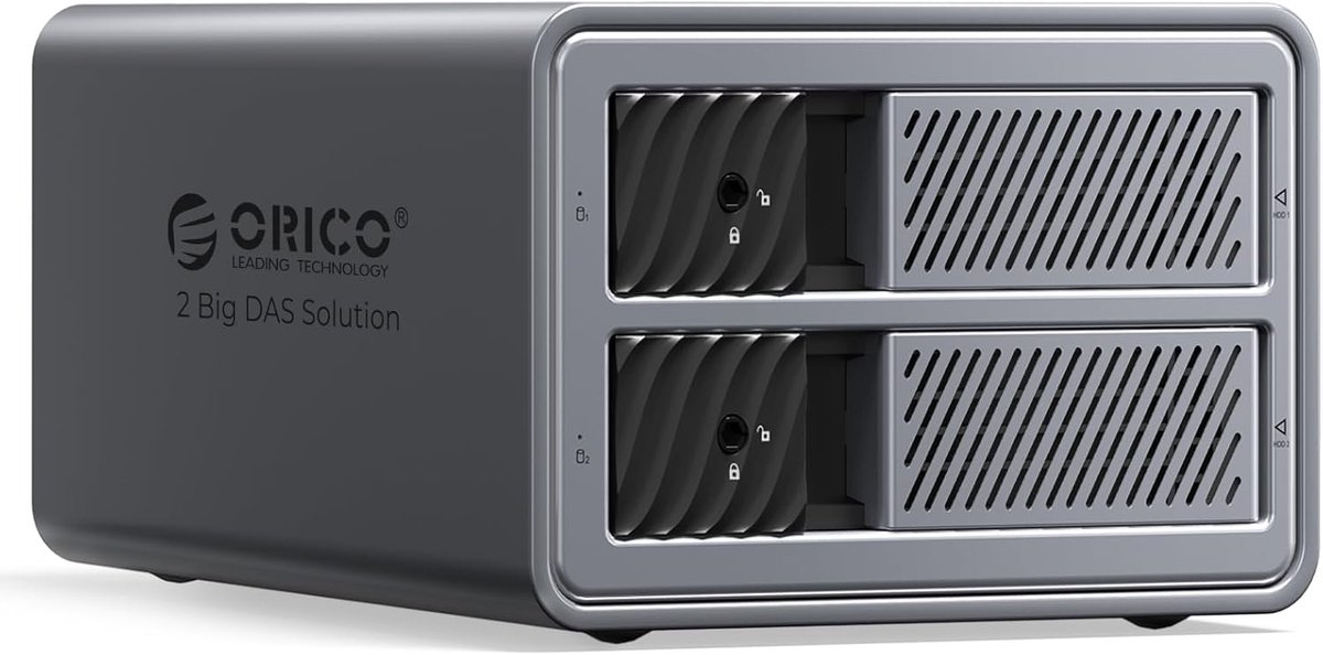Harde Schijf Behuizing - Externe Opslag - Data Back-up - Dubbele Bay - 12x10x9 cm - Grijs