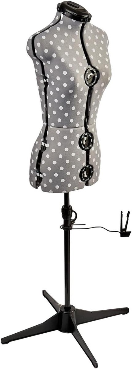 Verstelbare paspop met polkadotsdesign - maat 6 tot 10 - voor het passen en meten van kleding