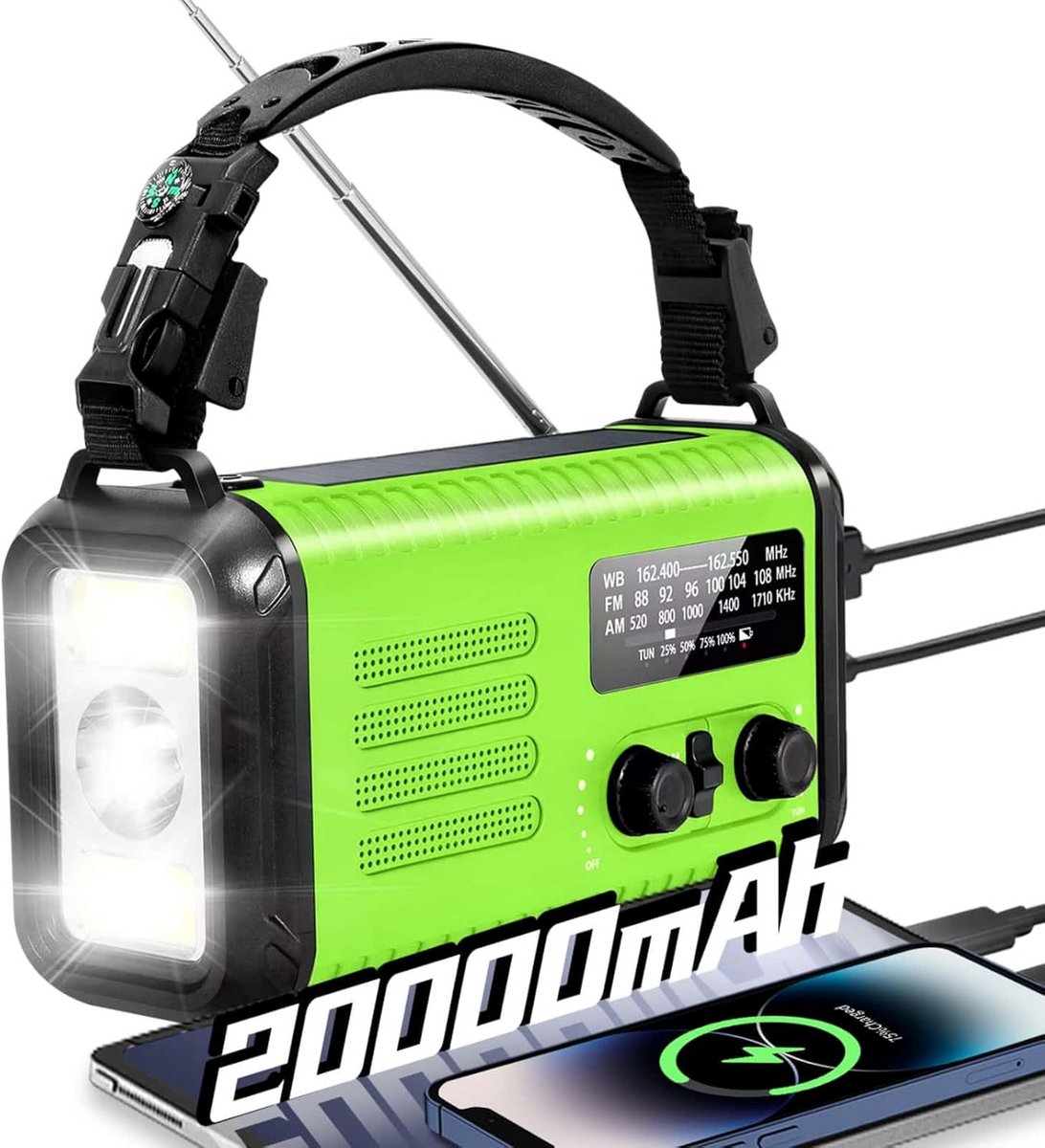 Noodradio met Oplaadbare Batterij, Zaklamp en Oplader voor Mobiel
