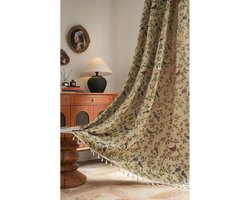 Verduisterende Beige Gordijnen Landhuis Stijl Linnenlook Jacquard - Wonen & Slaapkamer - Set van 1 (150x220 cm)