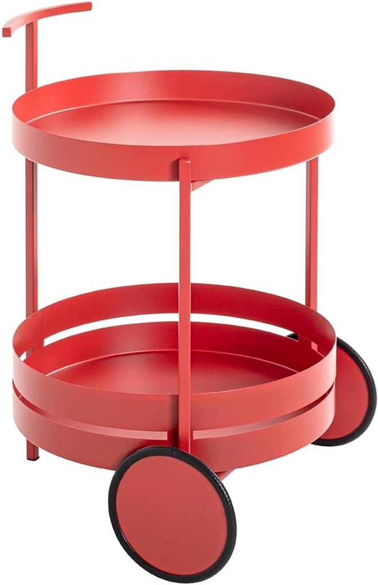 Moderne Metalen Serveerwagen Rood - Trolley Barwagen met Wielen