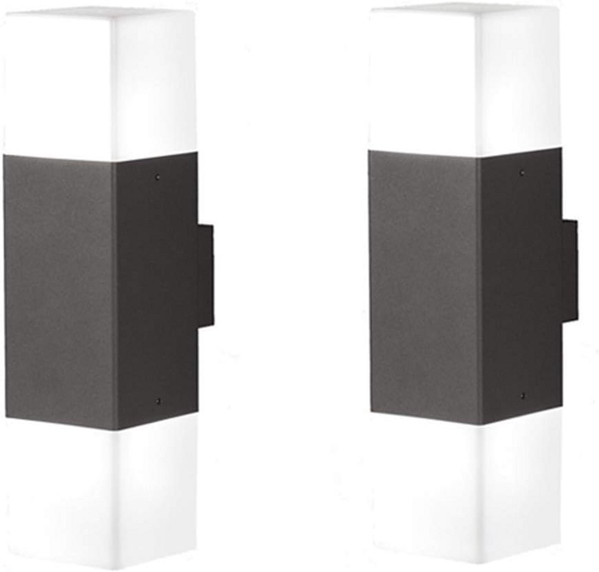 Set van 2 Vierkante Up Down Buitenwandlampen Antraciet Aluminium - Moderne Gevelverlichting