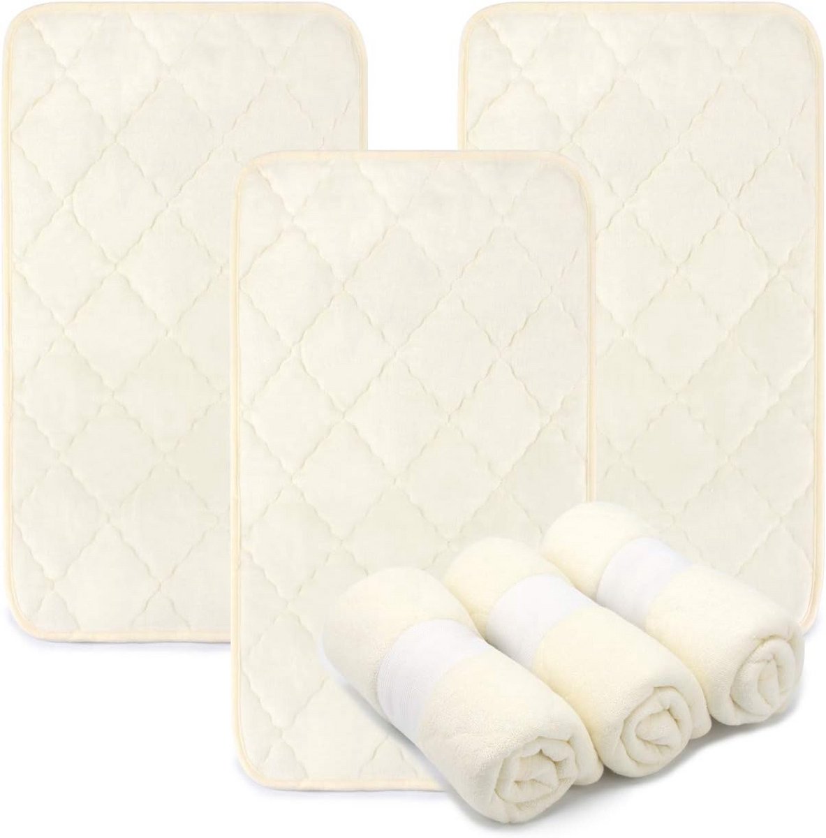 Set van 3 Waterdichte Aankleedkussens met Bamboevezel, Oprolbaar en Draagbaar