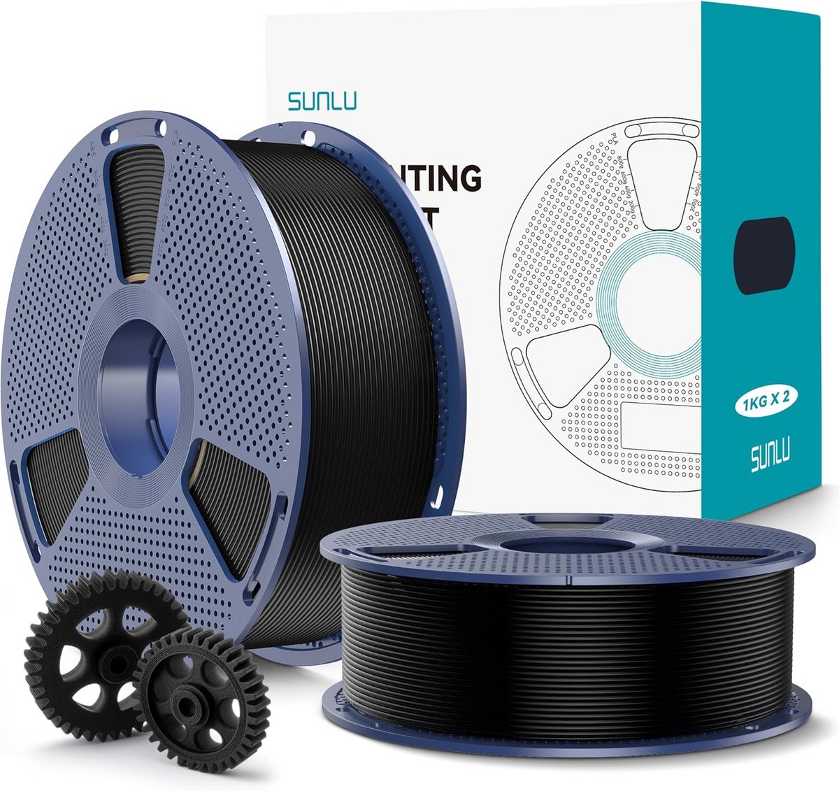 Hoogwaardig PLA+ 2.0 Filament 1,75mm Plus voor 3D-Printer, 2KG Zwart, Sterk en Robuust