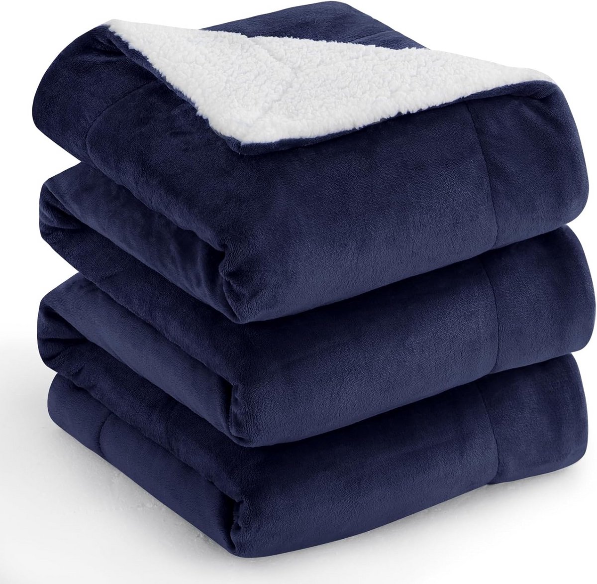 Fleece Sherpa Deken - Pluizige Plaid - Gezelligheid Creëren - Dubbelzijdig Warm - 220 x 240 cm - Donkerblauw